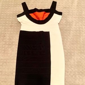 Herve Leger "The Parker" colorblock bandage minidress